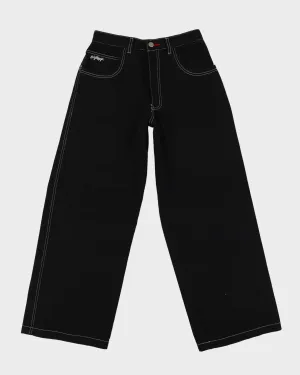 00s Y2K Extreme Zone Black Baggy Oversized Contrast Stitch Jeans - W27 L29