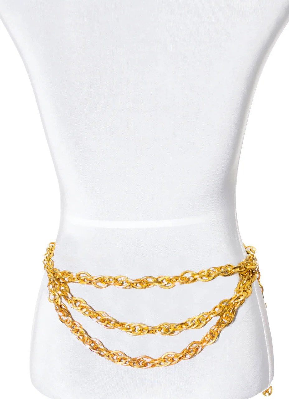 1980's Vintage Gold Metal Chain Belt Vintage