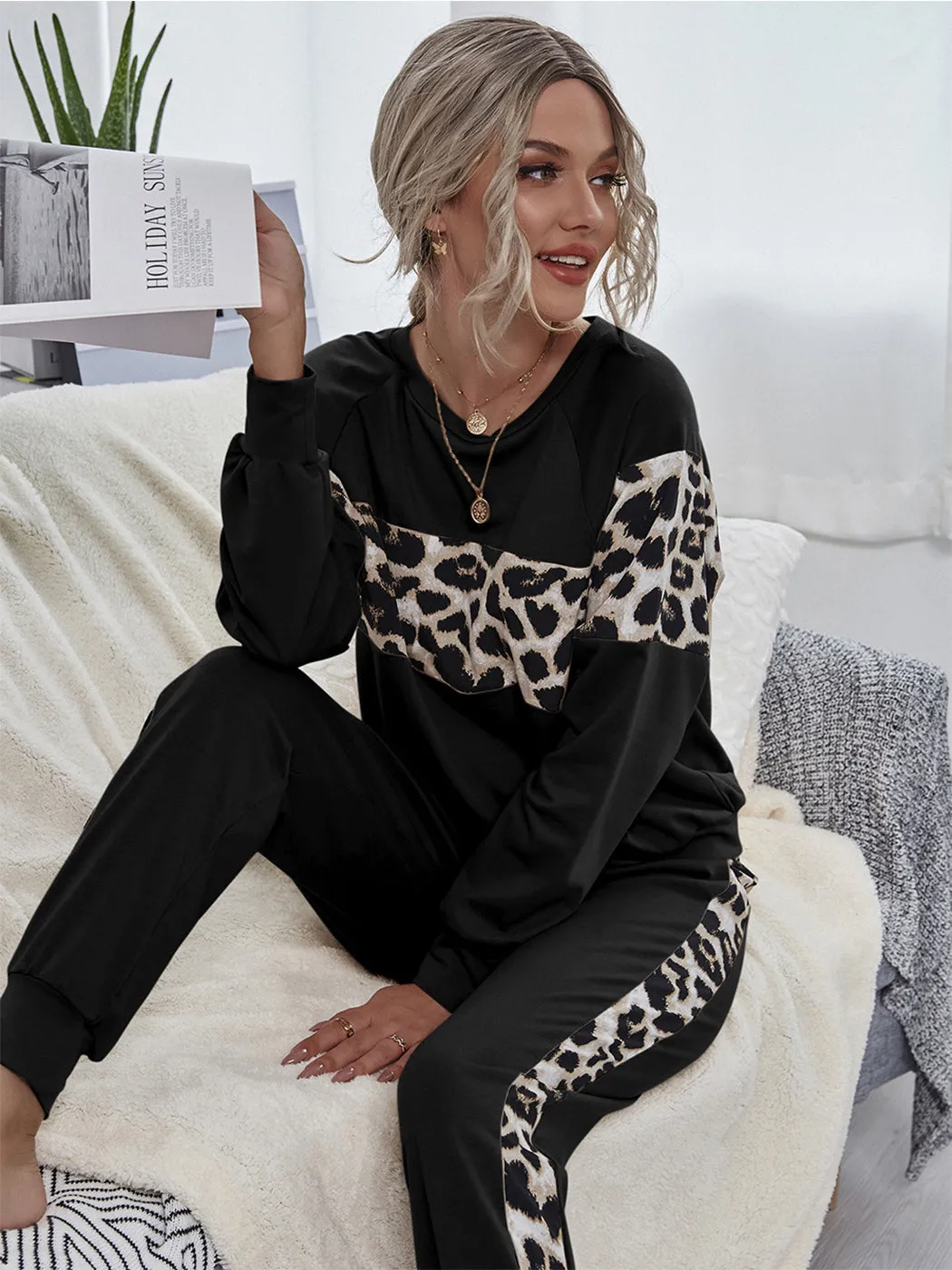 2 Piece Leopard Print Jump Suit Set