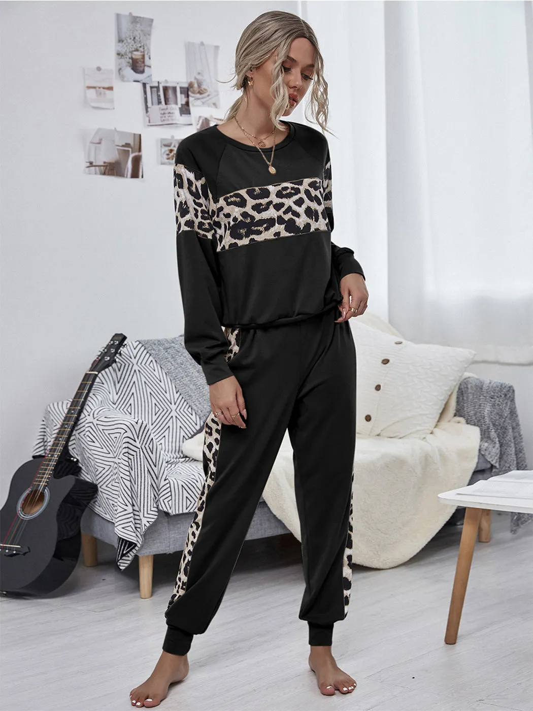 2 Piece Leopard Print Jump Suit Set