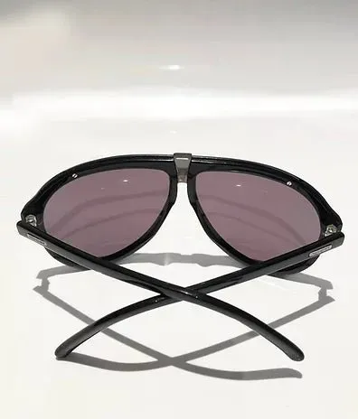 2000s YVES SAINT LAURENT OVERSIZED AVIATOR BLACK SUNGLASSES