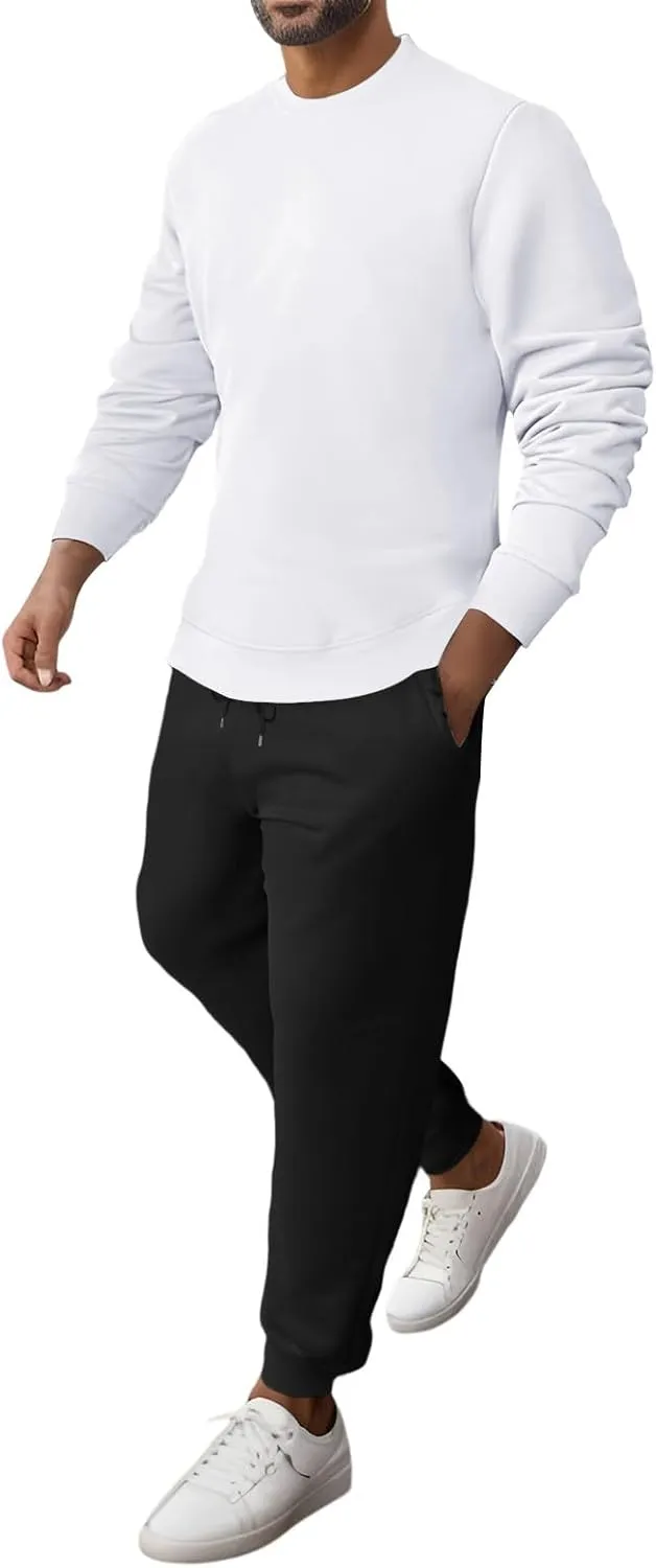 2023 Mens 2 Piece Outfits Tracksuit Set Winter Long Sleeve T Shirt Pants Set Fashion Stylish Plus Size Jogger Suit Sweatsuit