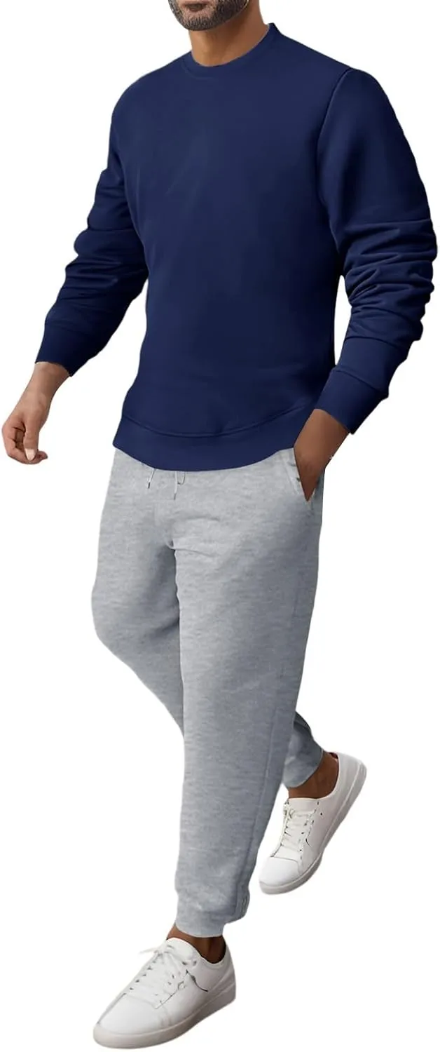 2023 Mens 2 Piece Outfits Tracksuit Set Winter Long Sleeve T Shirt Pants Set Fashion Stylish Plus Size Jogger Suit Sweatsuit