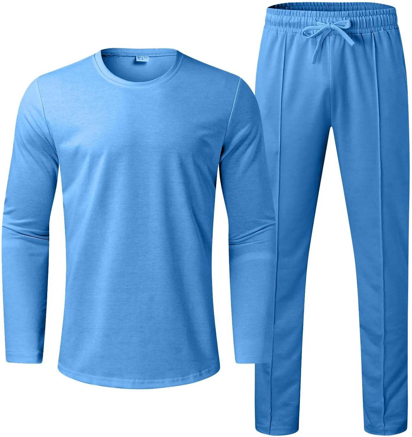 2023 Men's Tracksuit 2 Piece Outfits Plain Long Sleeve Tshirt and Sweatpants Sweatsuit Sets Casual Jogging Athletic Suits
