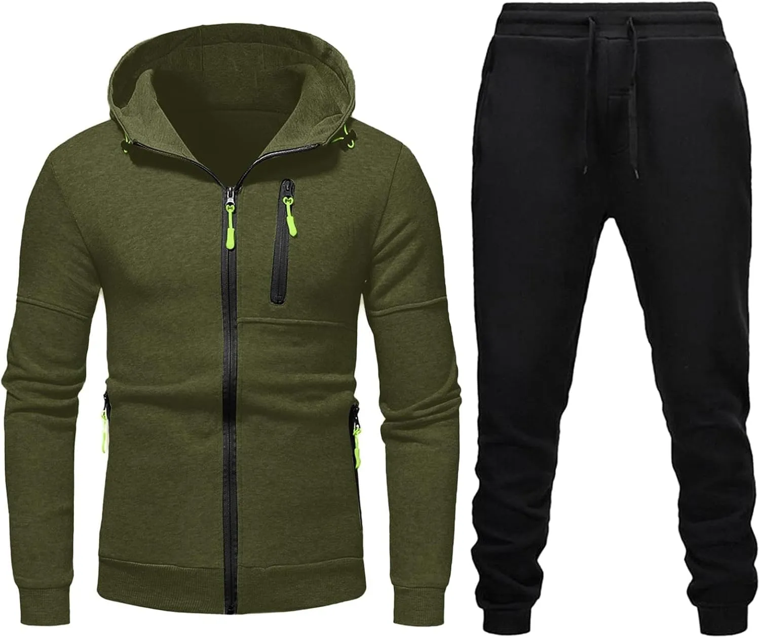 2023 Men's Tracksuit Set Winter 2 Piece Outfits Plus Size Full Zip Hoodie Jackets Sweatpants Sets Stylish Sport Sweatsuit