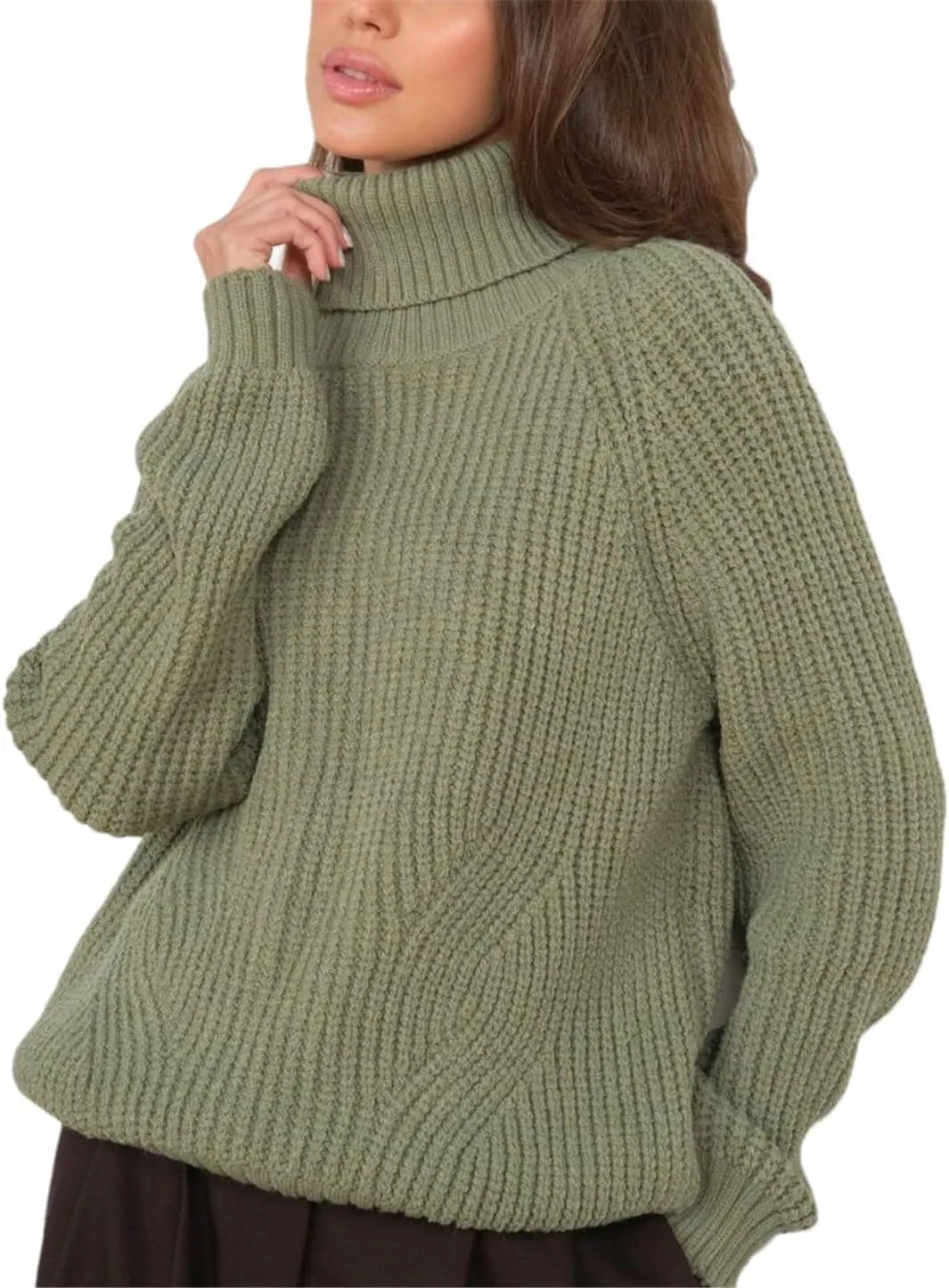 2023 Women's Turtlenecks Pullovers Purple Soft Thick Knitted Top with Sleeves Autumn Winter Basic Oversize Sweater for Women