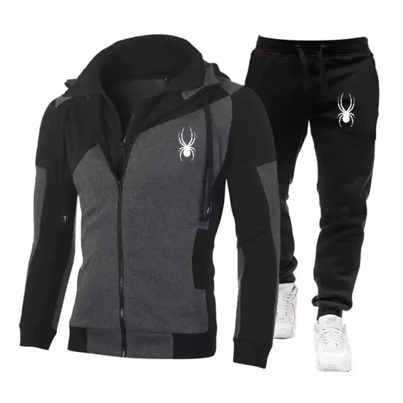 2024New Men's Autumn Winter Sets Zipper Hoodie Pants Pieces Casual Tracksuit Male Sportswear Brand Clothing Sweat Suit