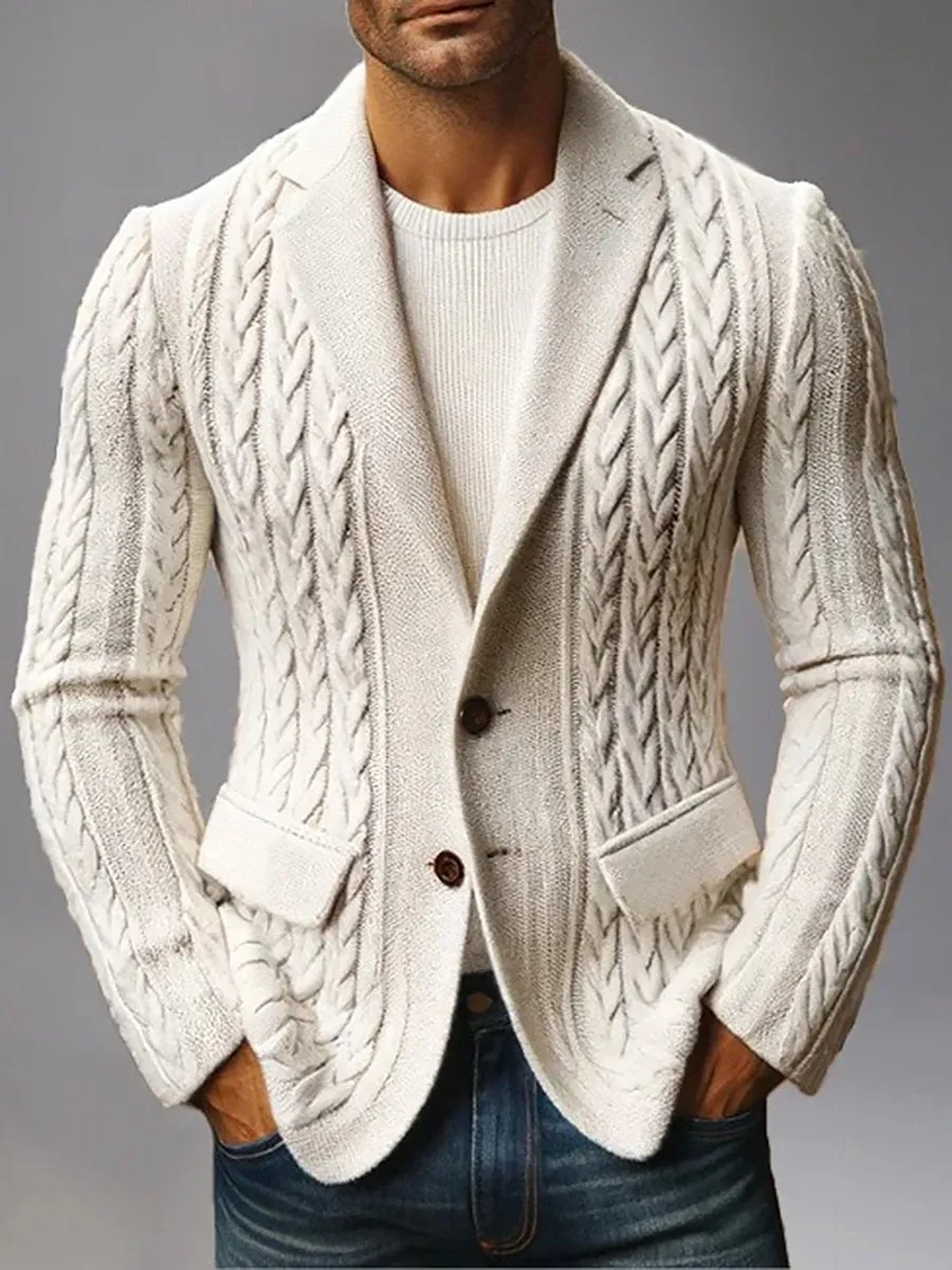 【24-hour shipping】Fashion Solid Color Lapel Knitted Jacket
