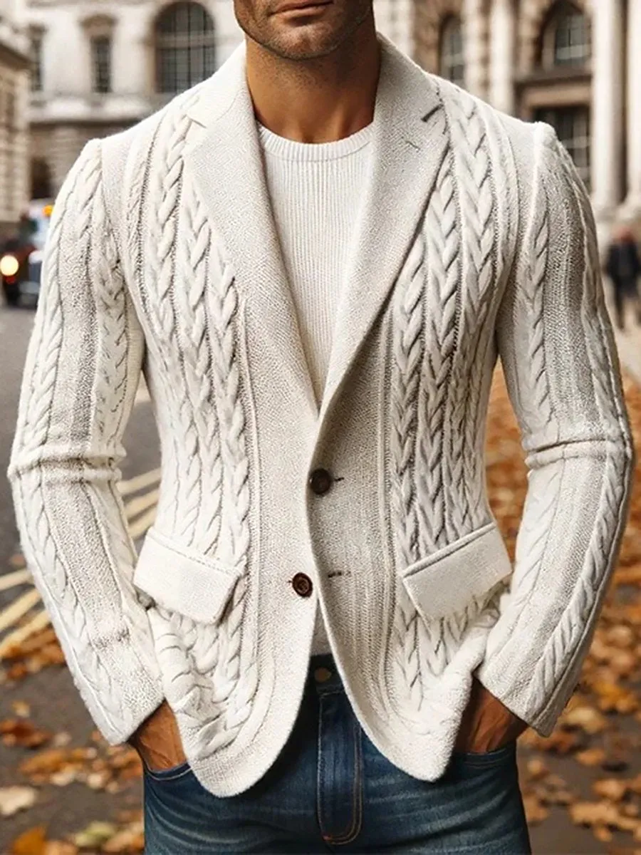 【24-hour shipping】Fashion Solid Color Lapel Knitted Jacket