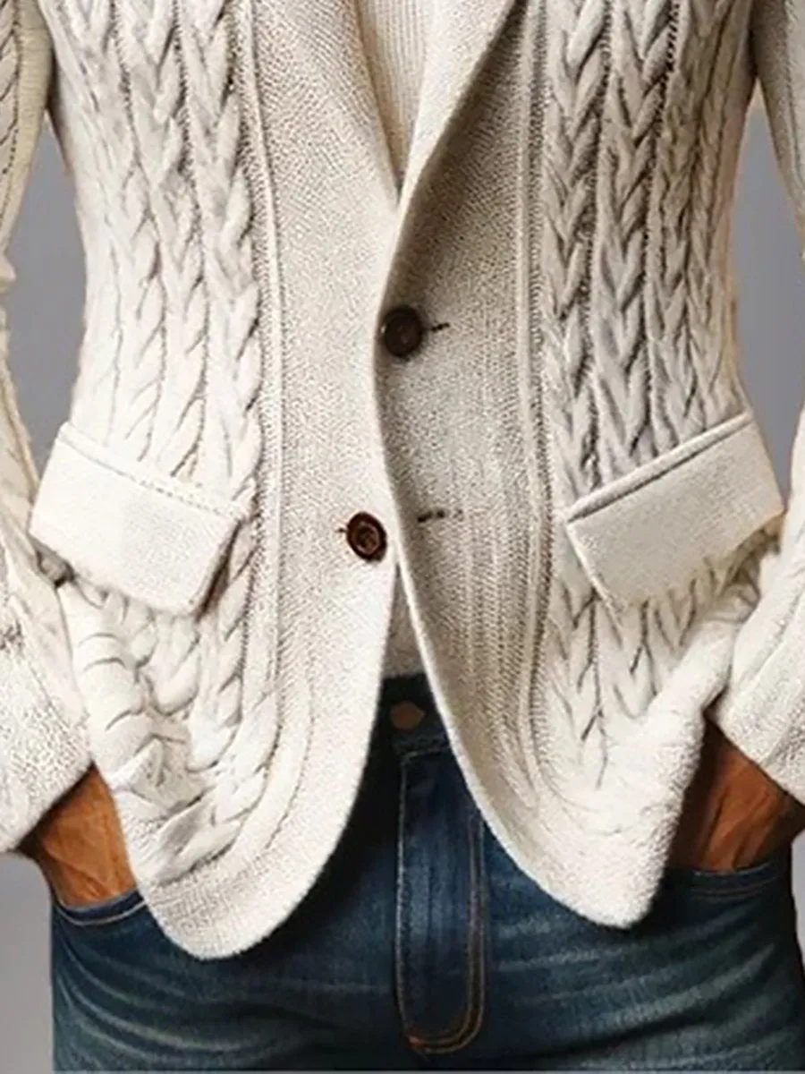 【24-hour shipping】Fashion Solid Color Lapel Knitted Jacket