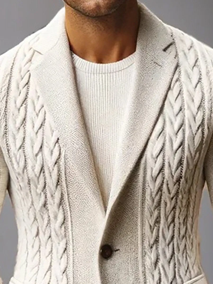 【24-hour shipping】Fashion Solid Color Lapel Knitted Jacket