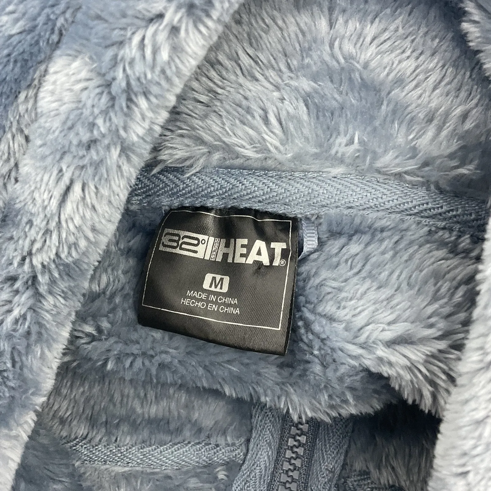 32 Degrees Women's Dark Blue Faux Fur Full Zip Sweatshirt, Medium, Preowned