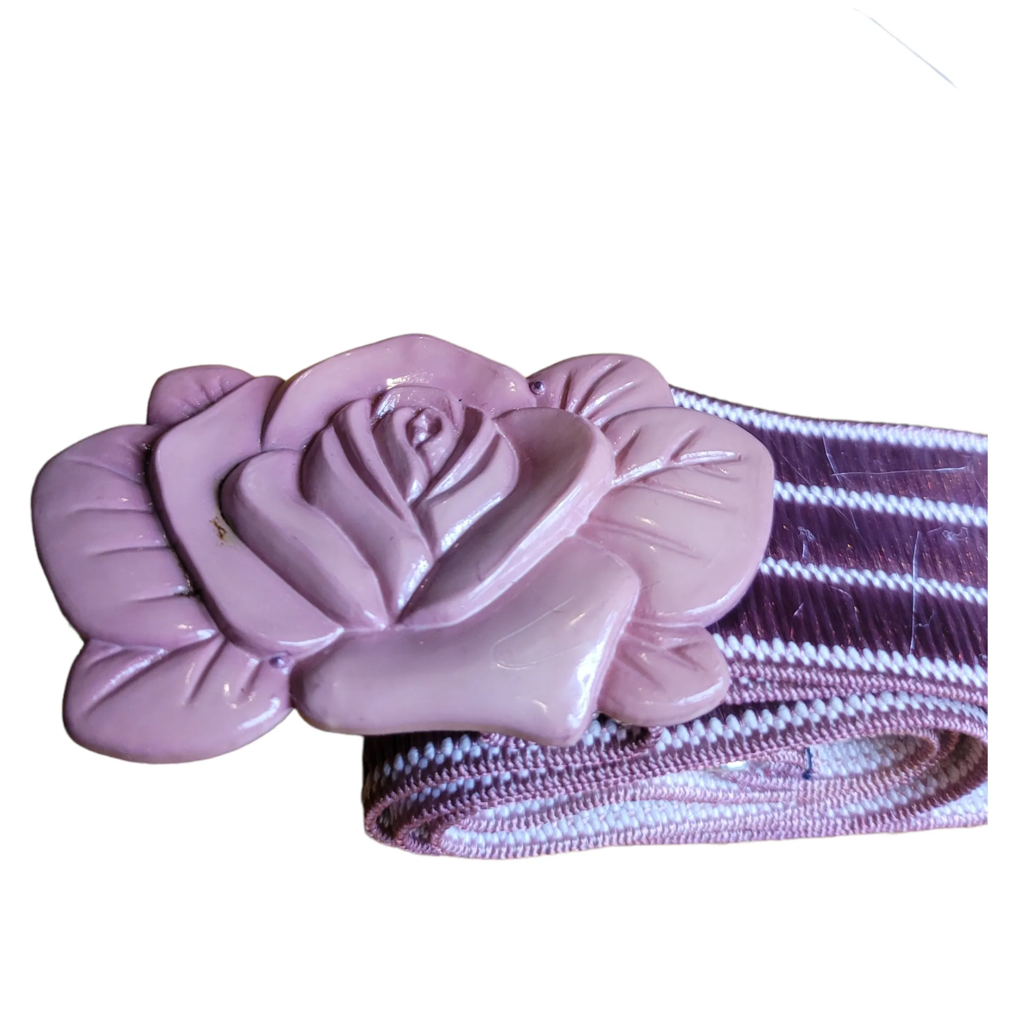 70s Vintage Stretch Band Belt With 3D Flower OSFM