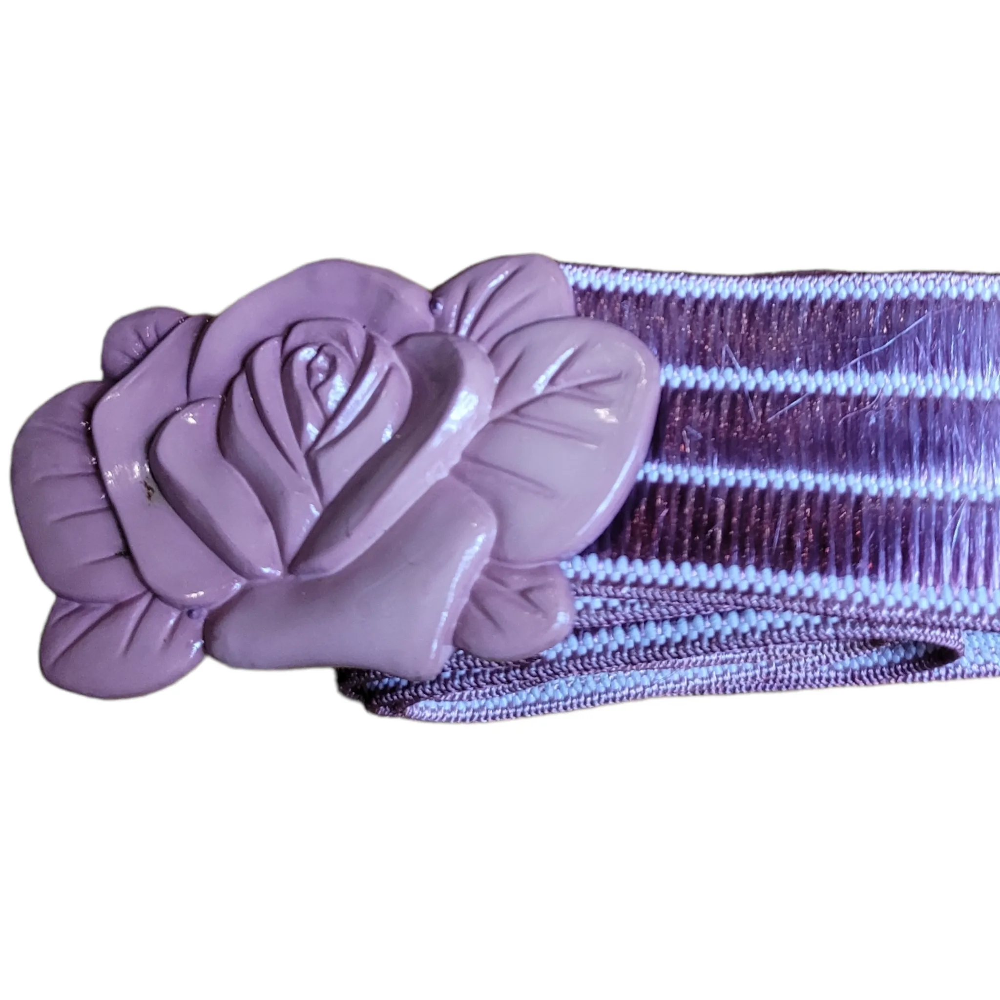 70s Vintage Stretch Band Belt With 3D Flower OSFM