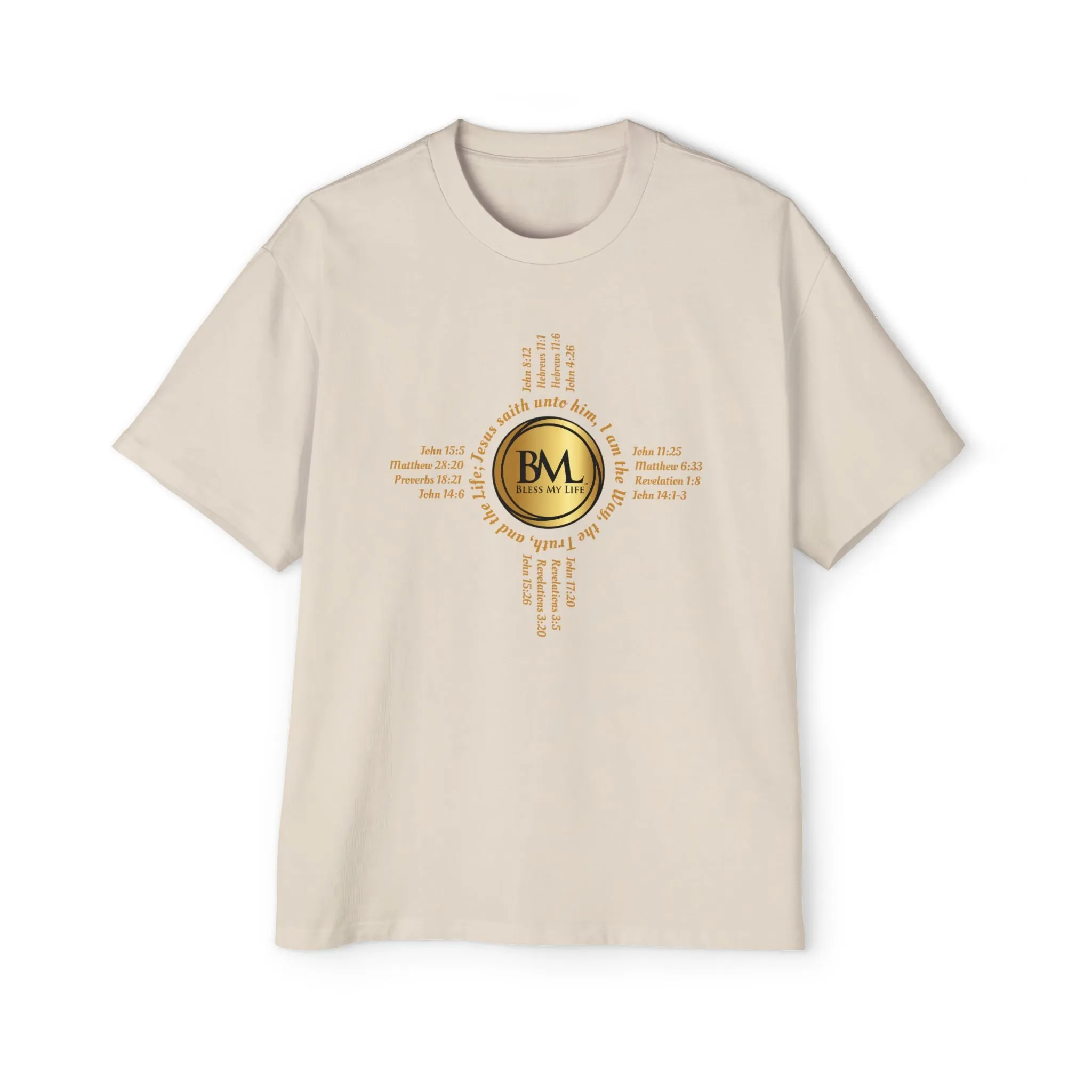 A New Mexican Favorite, Strength in Christ Performance Tee with Biblical Scriptures surrounding BML logo and in the form of the famed & respected Zia Pueblo Symbol