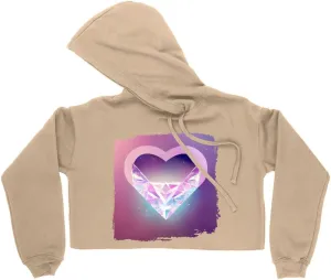 Abstract Heart Women's Cropped Fleece Hoodie - Colorful Cropped Hoodie for Women - Themed Hooded Sweatshirt