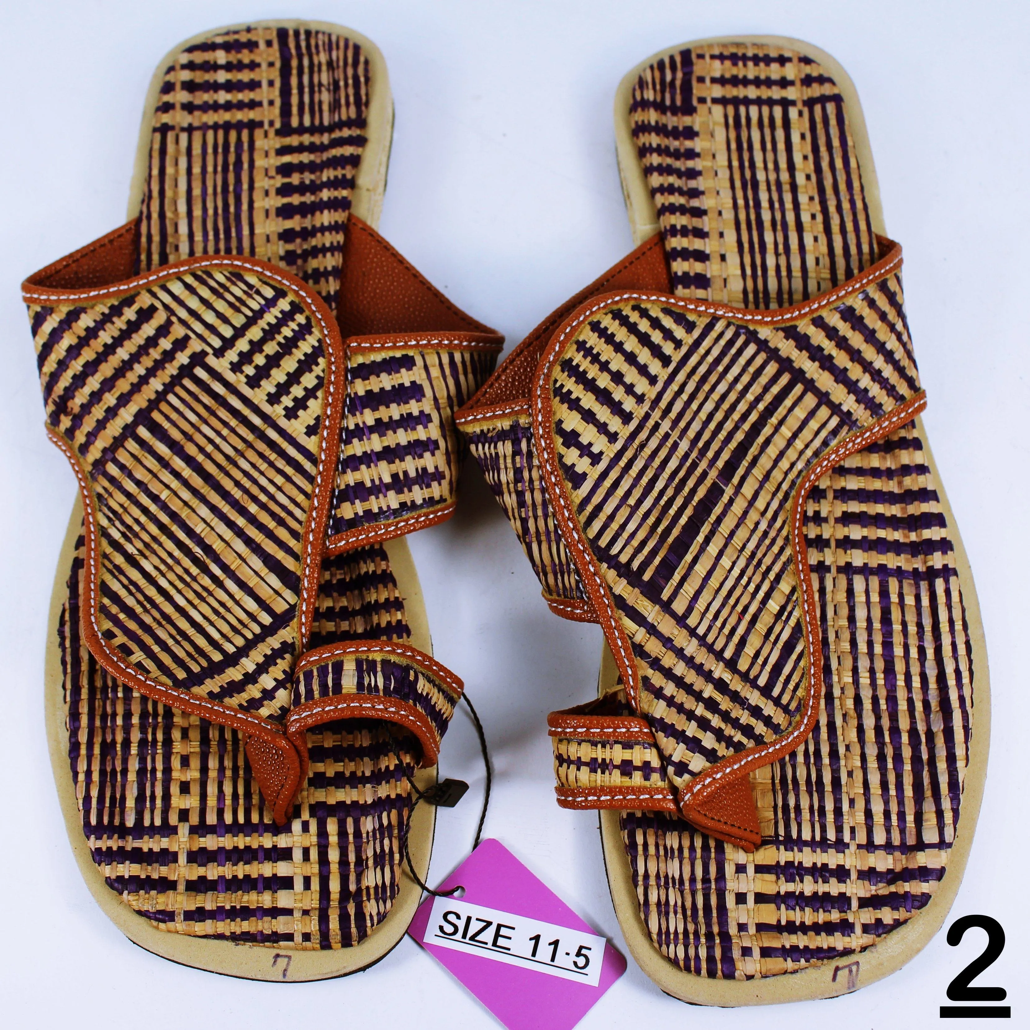 African Raffia Fibers Men's Sandals Size 11.5