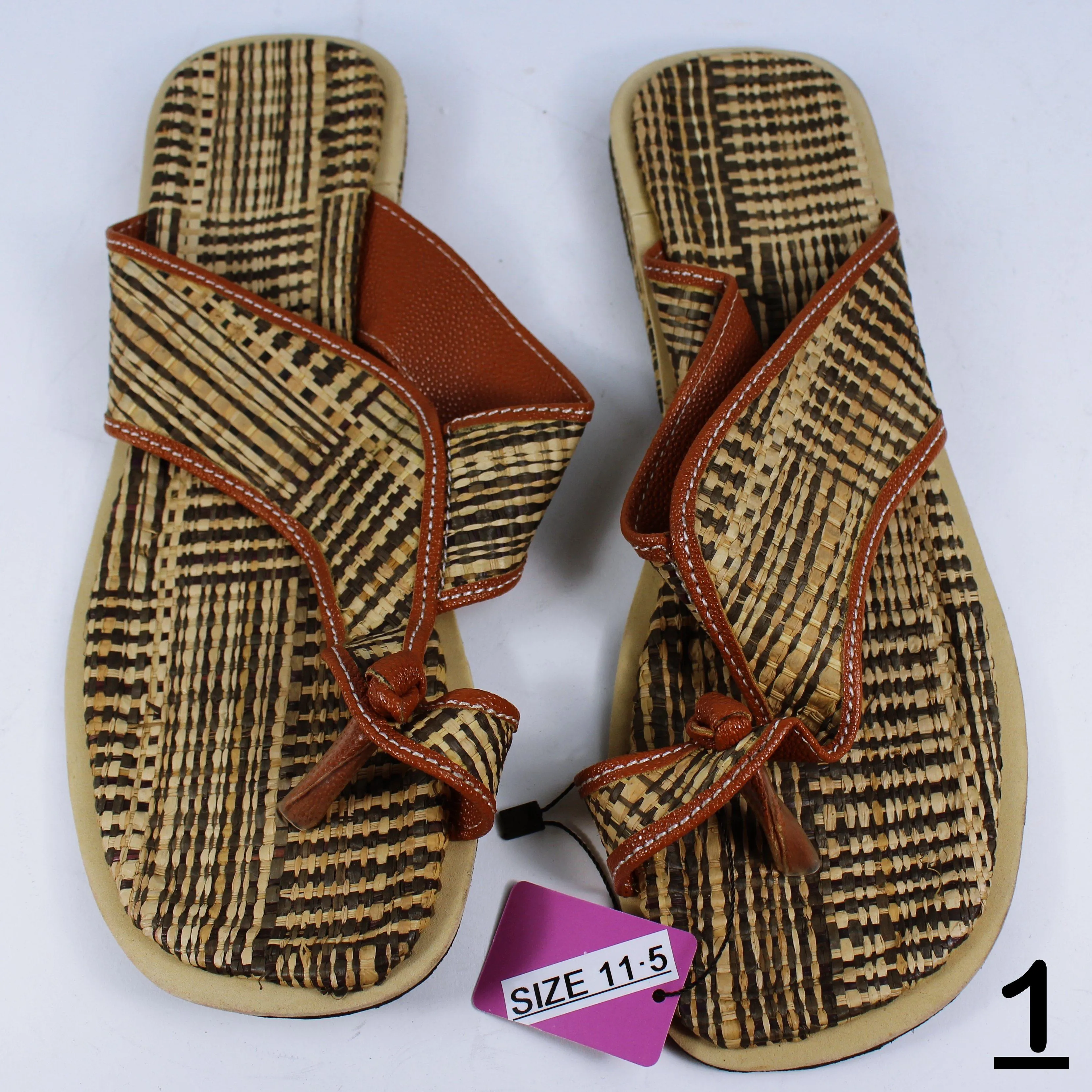 African Raffia Fibers Men's Sandals Size 11.5