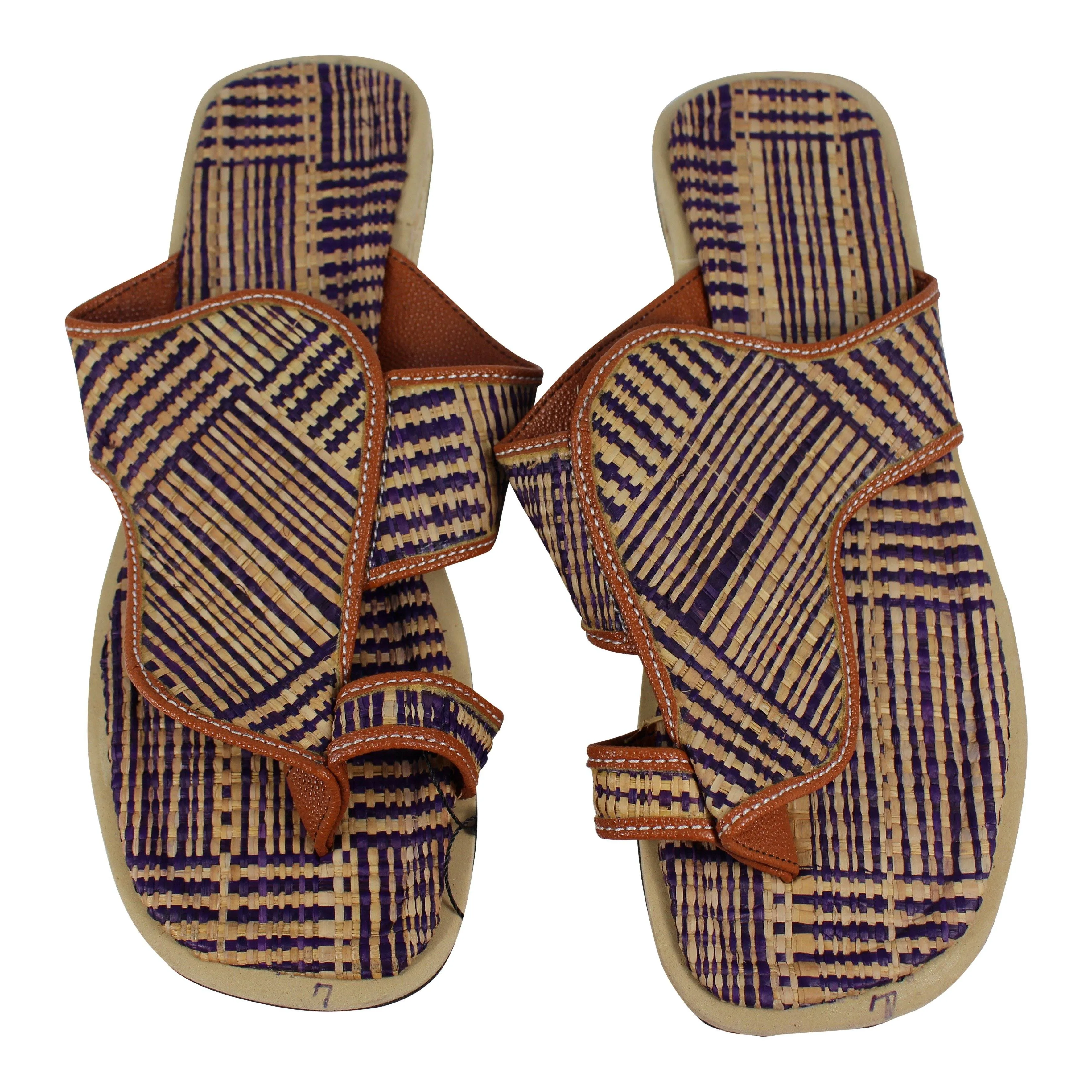 African Raffia Fibers Men's Sandals Size 11.5