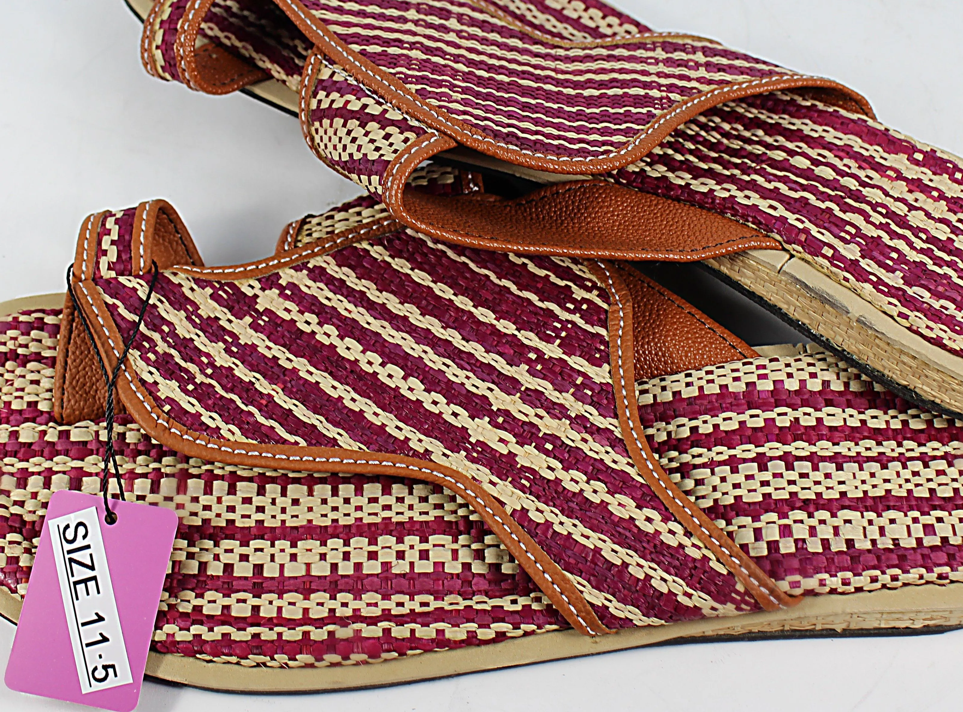 African Raffia Fibers Men's Sandals Size 11.5