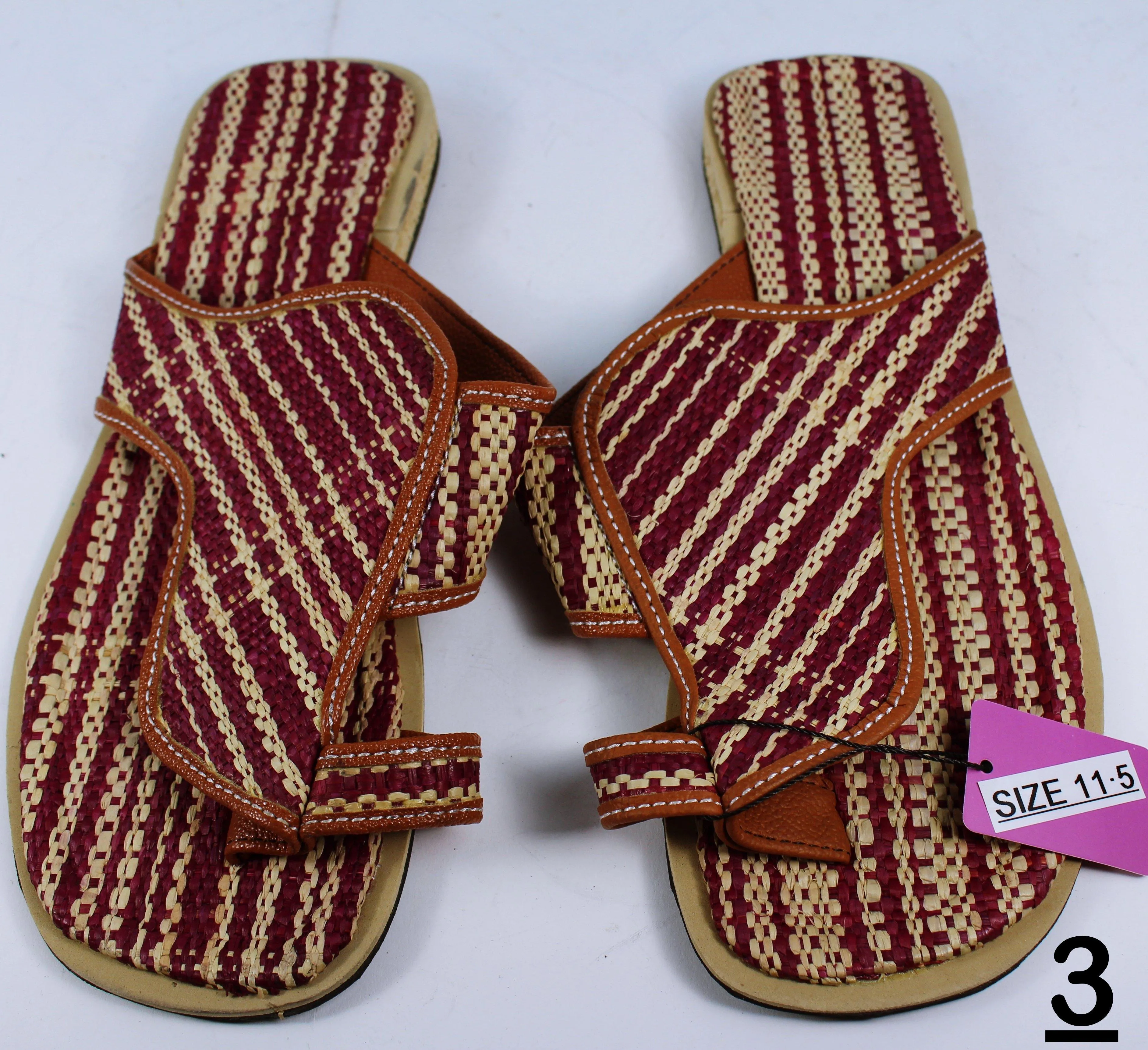 African Raffia Fibers Men's Sandals Size 11.5