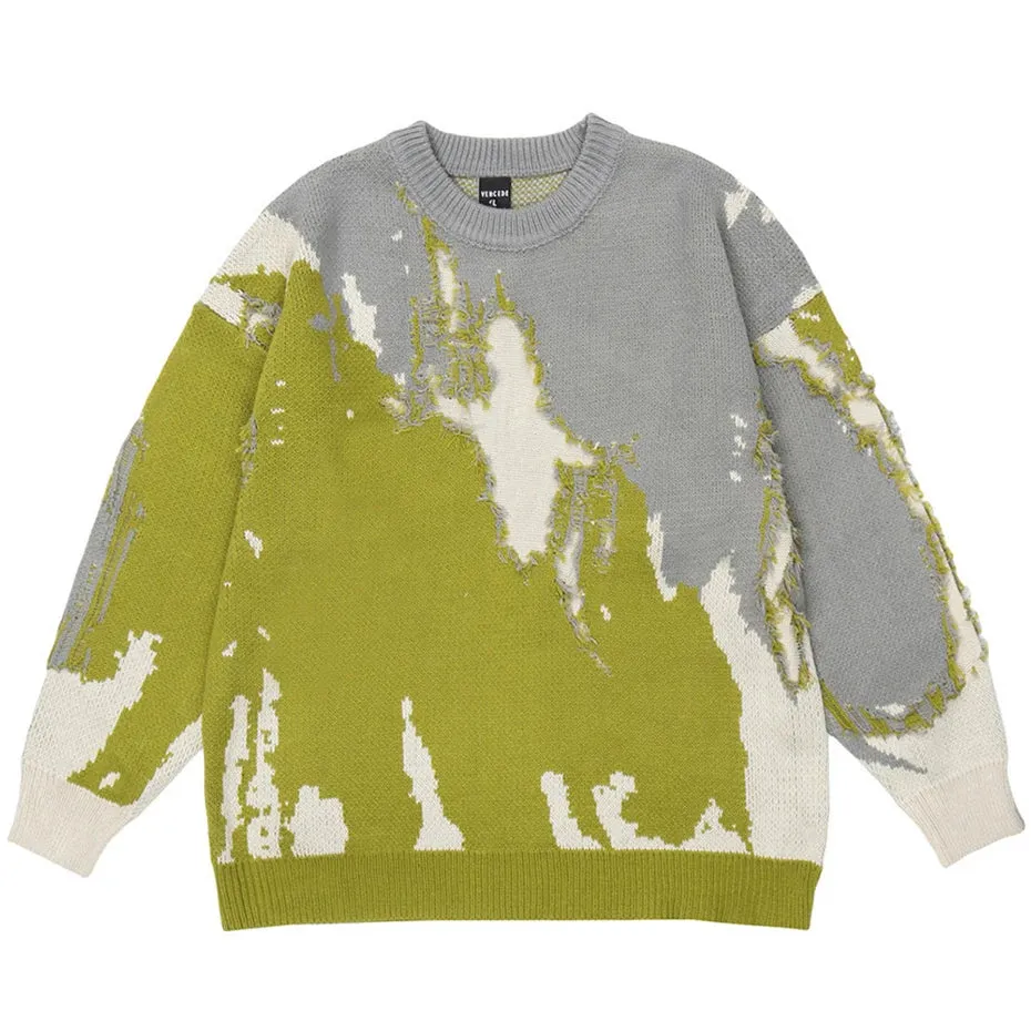 Aidase Punk Knitted Sweaters Men Distressed Designer Oversized Harajuku Streetwear Sweaters Fall Winter Hip Hop Knit Pullovers Tops