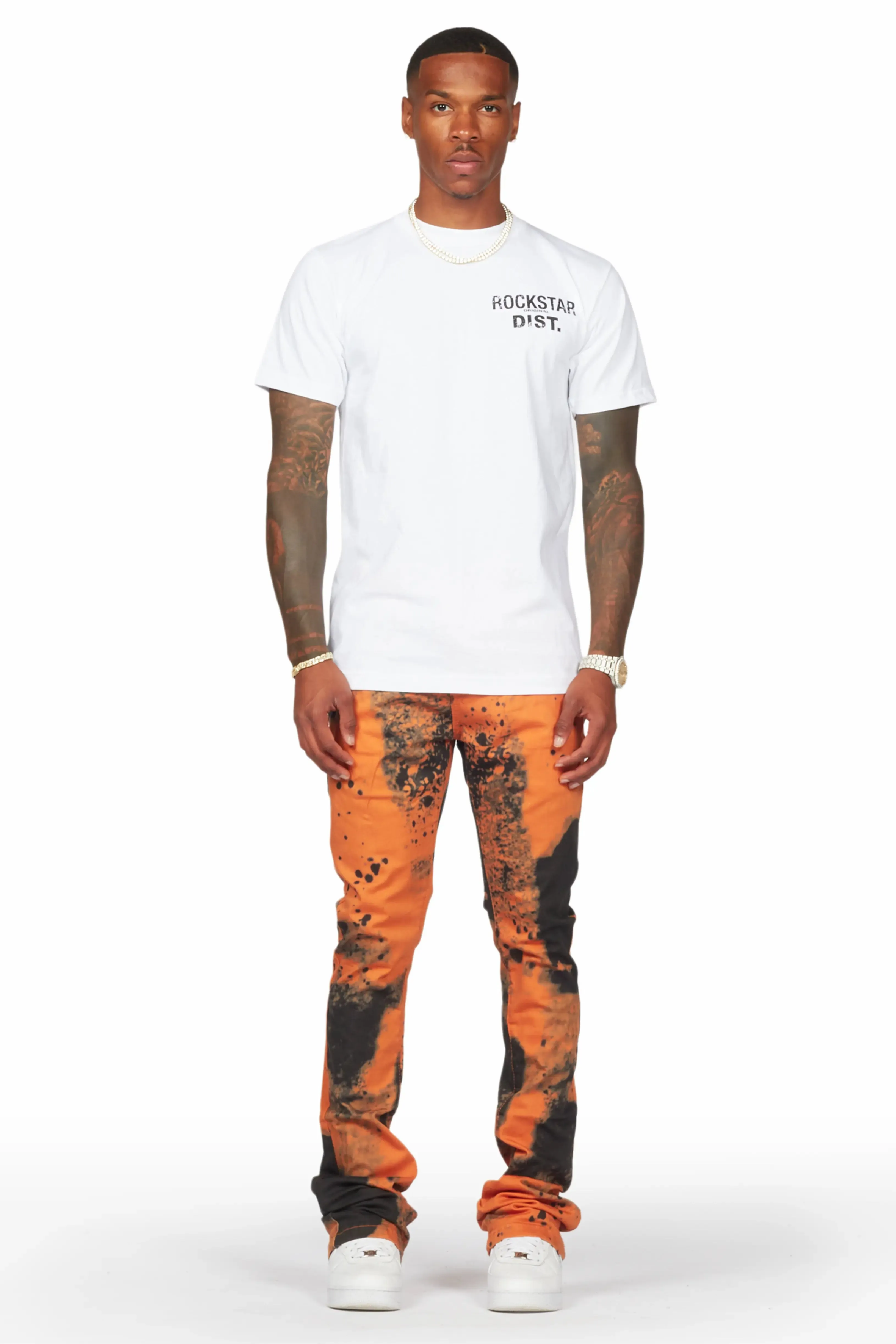 Alam Orange Stacked Flare Pant