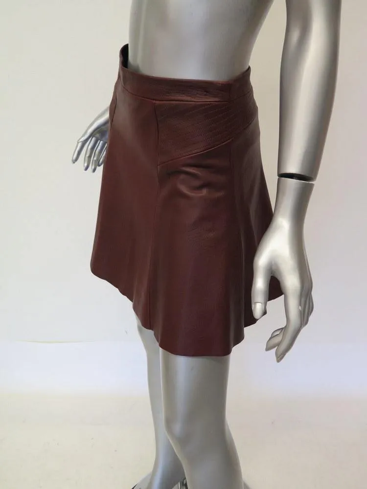 A.L.C. Women's Skirt: Red Leather Size 2, Pre-owned