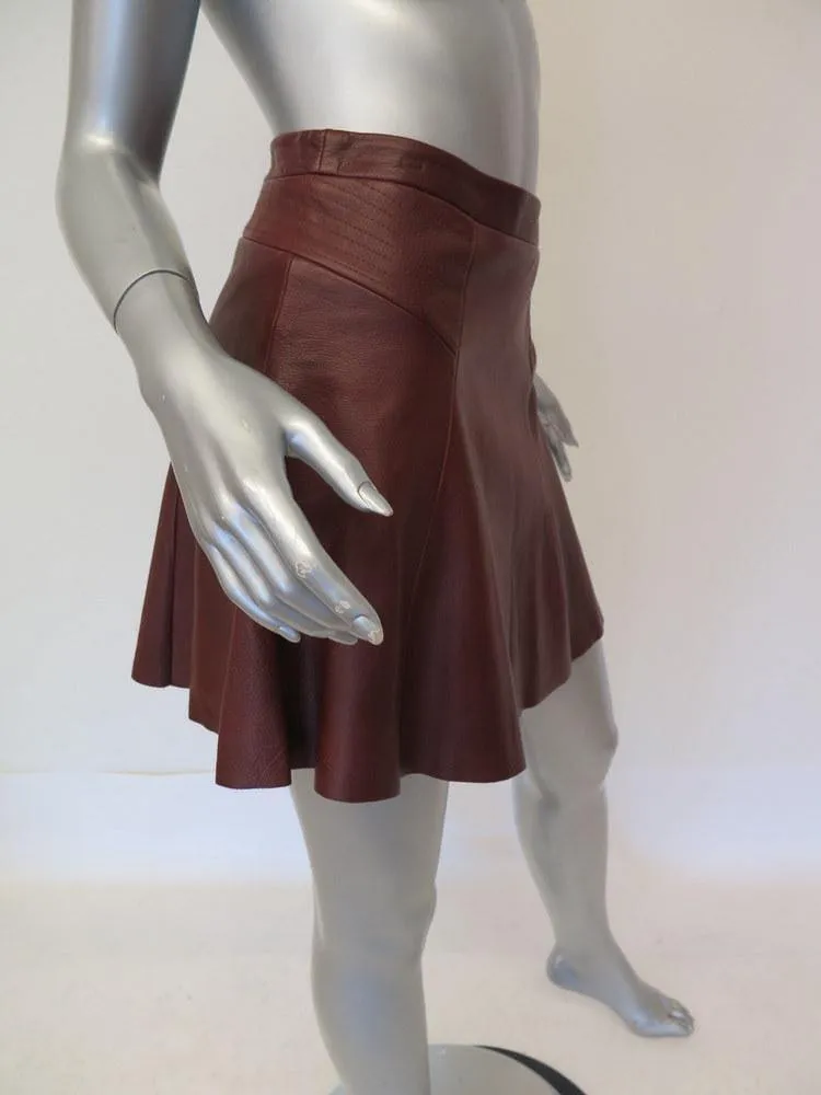 A.L.C. Women's Skirt: Red Leather Size 2, Pre-owned