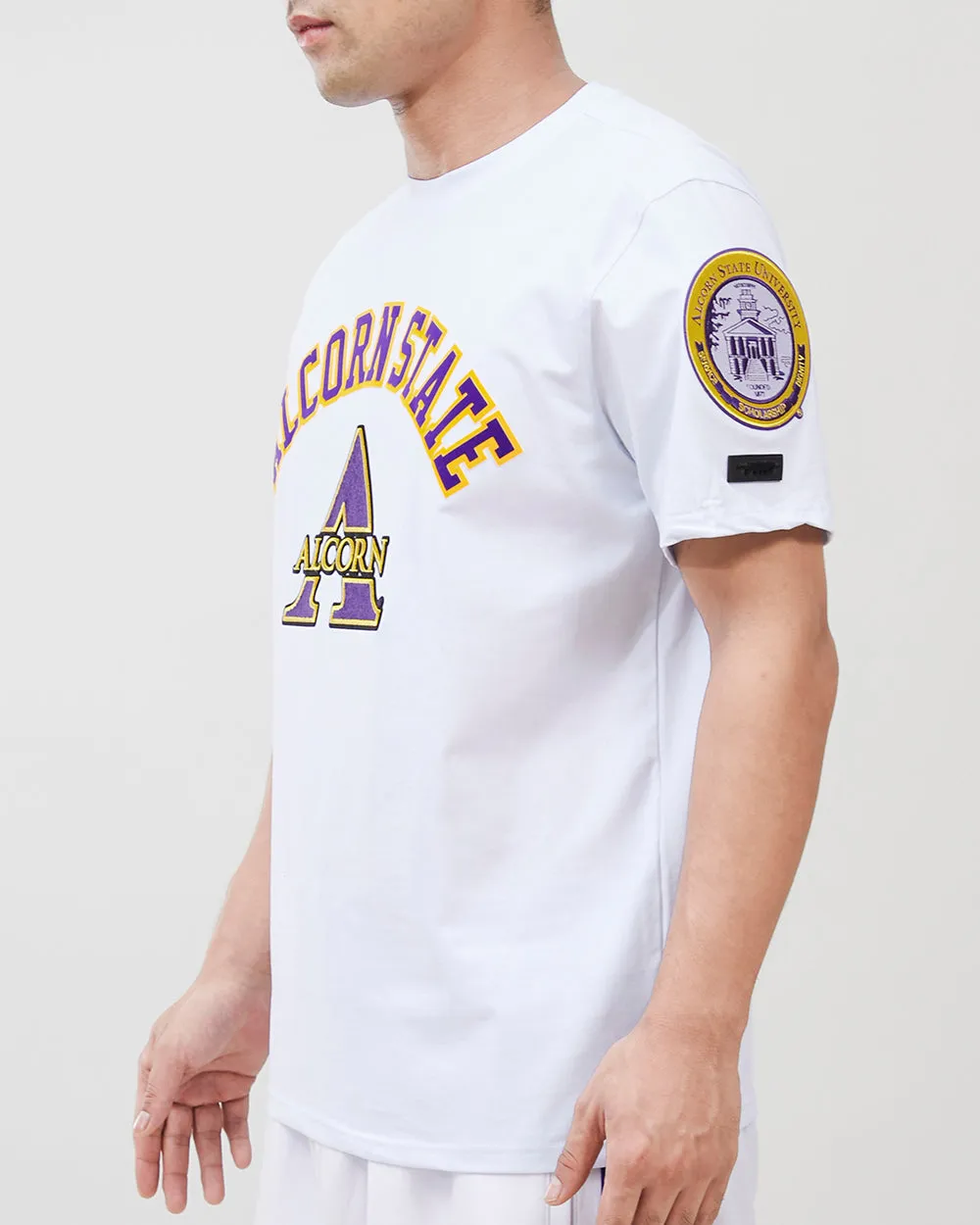 ALCORN STATE UNIVERSITY CLASSIC MEN'S STACKED LOGO TEE (WHITE)