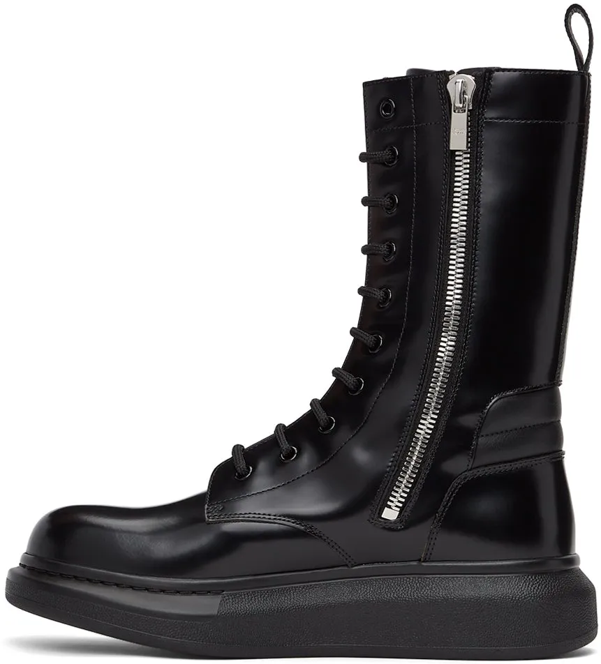 Alexander McQueen Black Worker Combat Boots