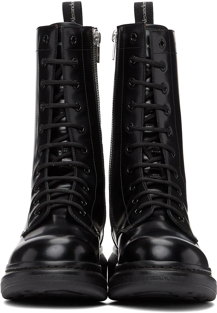 Alexander McQueen Black Worker Combat Boots