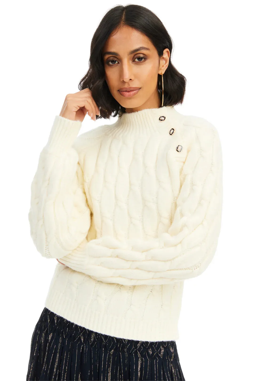 ALL Florence Button Sweater in Ivory