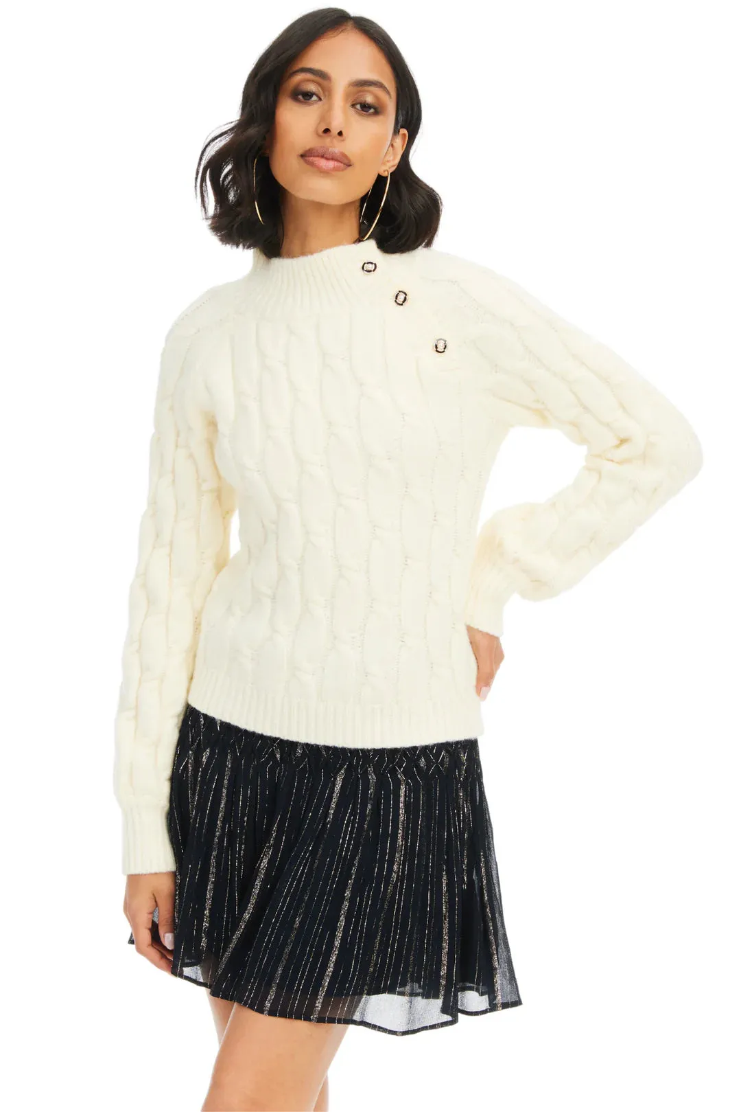 ALL Florence Button Sweater in Ivory