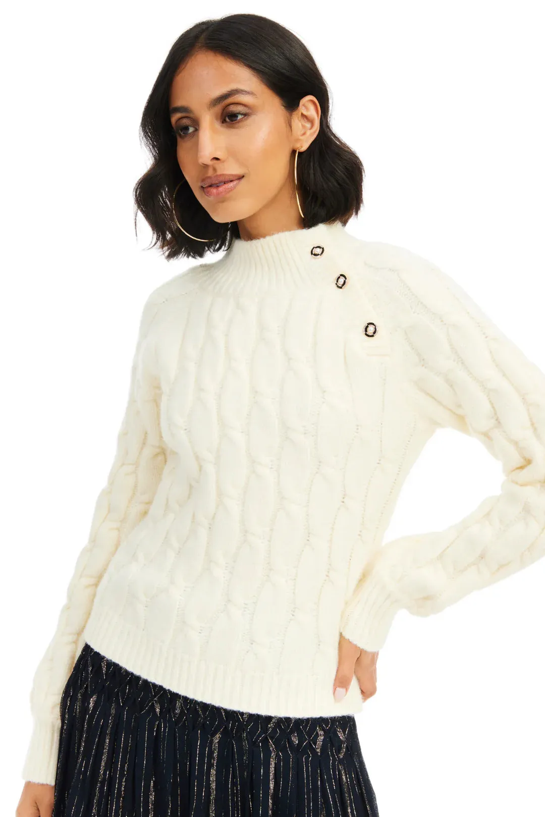 ALL Florence Button Sweater in Ivory