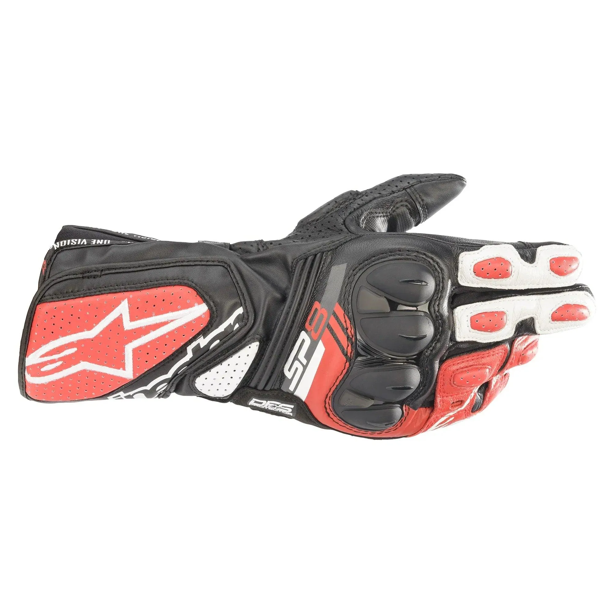 Alpinestars SP-8 V3 Leather Gloves - Black/White/Bright Red - Size XL - USED LIKE NEW