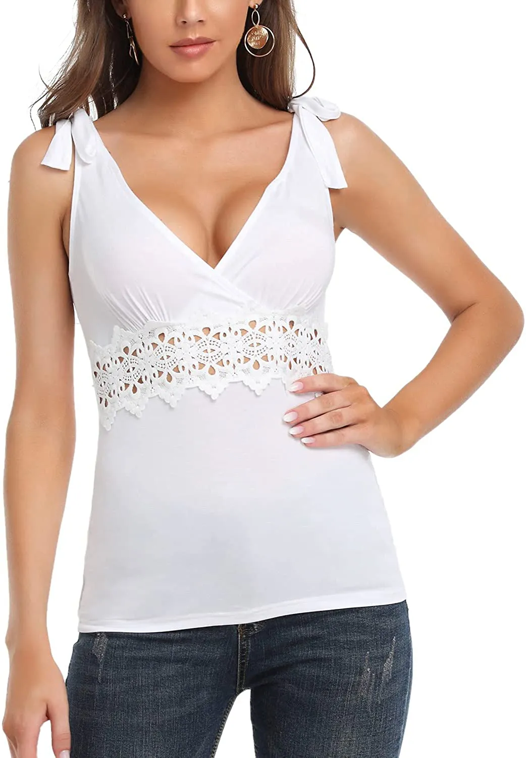 andy & natalie Women's Strappy Off Shoulder Top Cold Shoulder Blouse Cut-Out Shirts