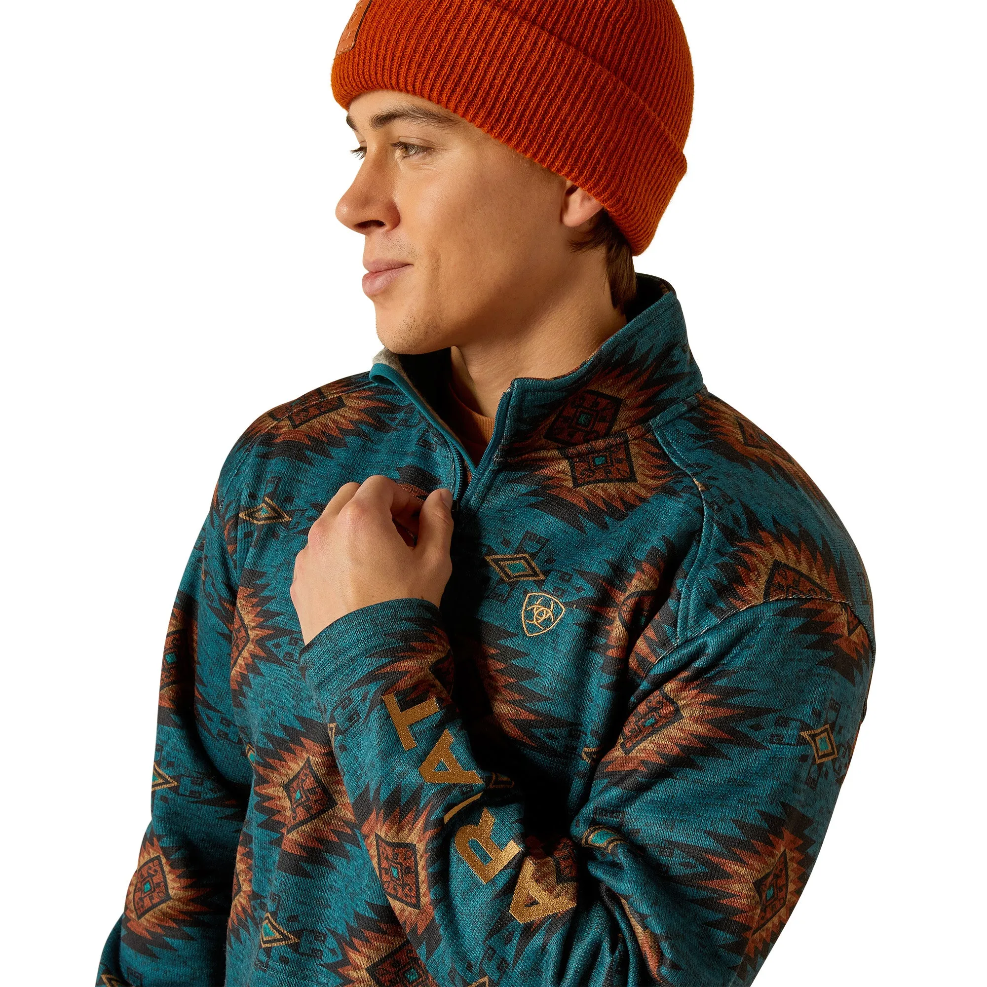 ARIAT CALDWELL BLUE CORAL SOUTHWEST 1/4 ZIP SWEATER