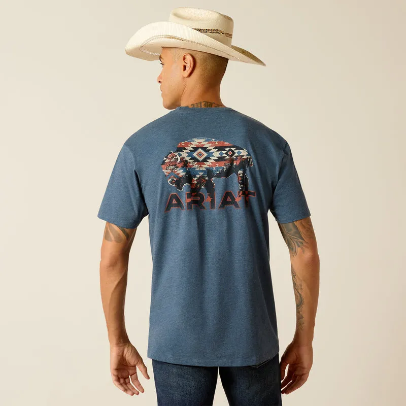 Ariat Men's Ariat SW Bison T-Shirt, Sailor Blue Heather