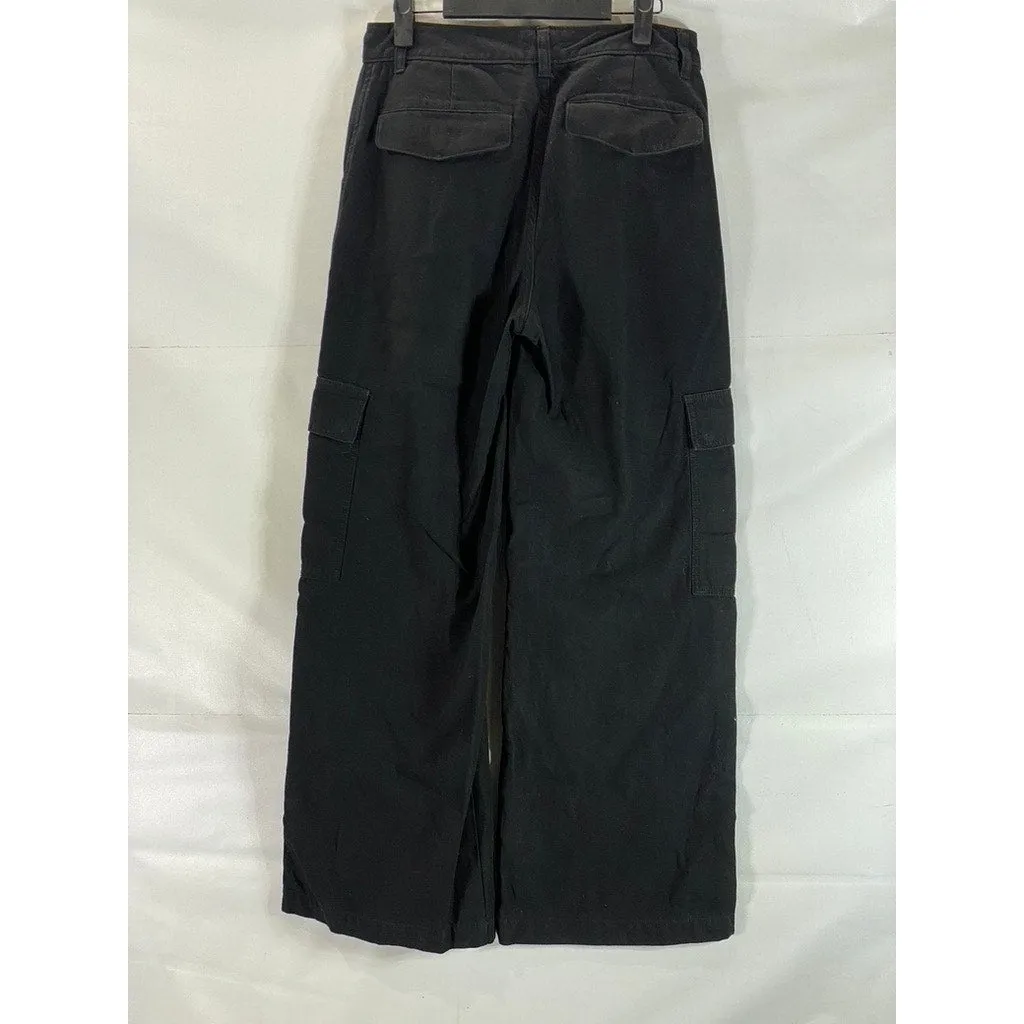 ARITZIA GOLDEN BY TNA Women's Black/Blue Floral Embroidered Cargo Pants SZ 6