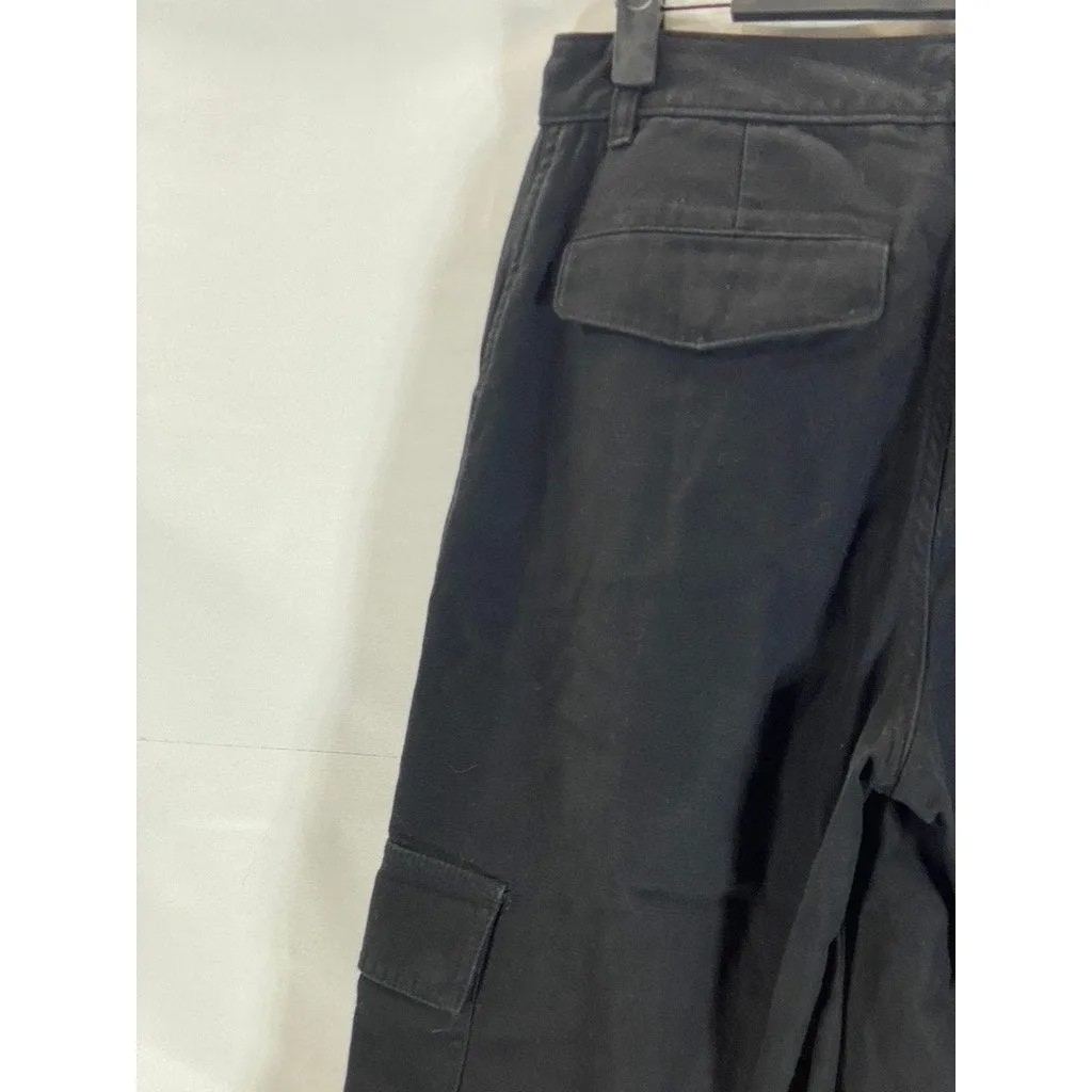 ARITZIA GOLDEN BY TNA Women's Black/Blue Floral Embroidered Cargo Pants SZ 6