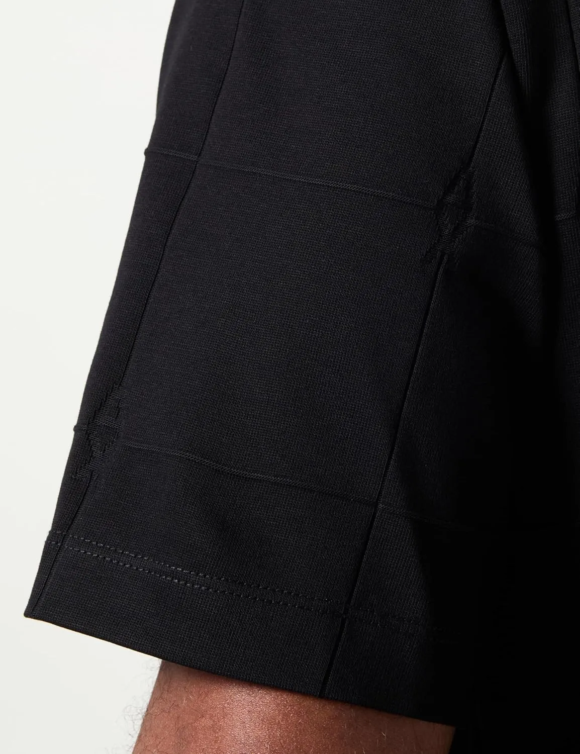 Armani Exchange Men's Jacquard Grid with Vertical Stacked Ax Logos Oversized Fit Tee