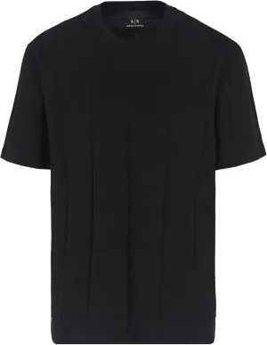 Armani Exchange Men's Jacquard Grid with Vertical Stacked Ax Logos Oversized Fit Tee