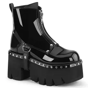 ASHES-100 DemoniaCult Black Sexy Women's Ankle Boots (Alternative Footwear)