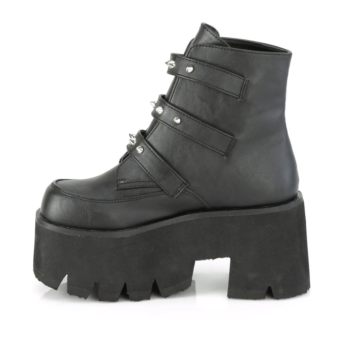 ASHES-55 DemoniaCult Black Vegan Leather Sexy Women's Ankle Boots (Alternative Footwear)