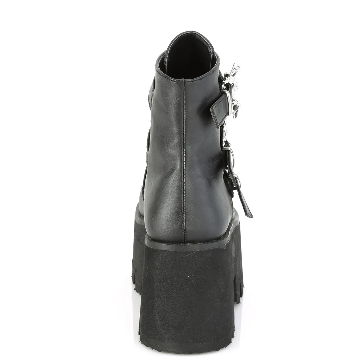 ASHES-55 DemoniaCult Black Vegan Leather Sexy Women's Ankle Boots (Alternative Footwear)