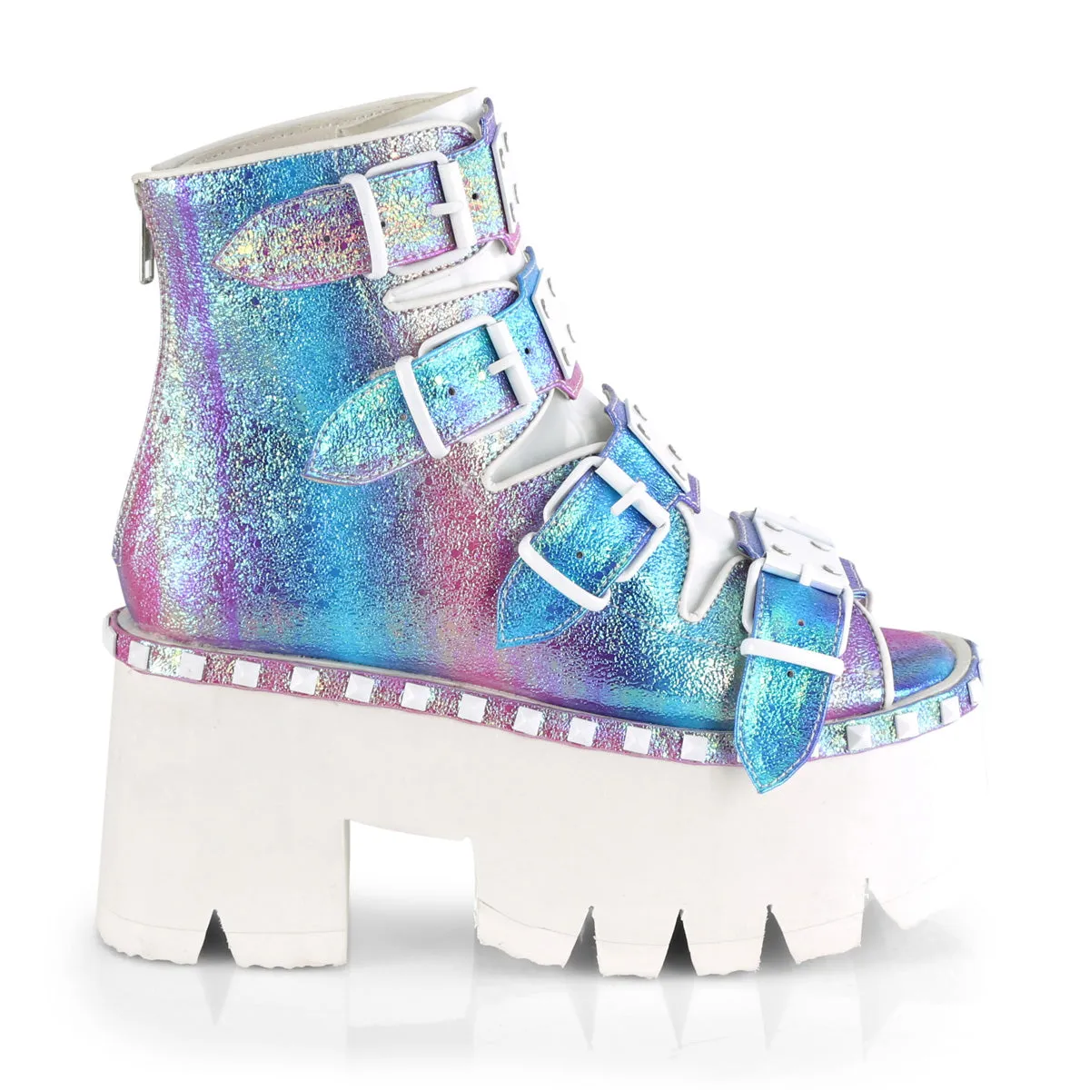 ASHES-70 DemoniaCult Purple Multi Sexy Women's Ankle Boots (Alternative Footwear)