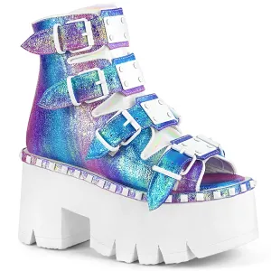 ASHES-70 DemoniaCult Purple Multi Sexy Women's Ankle Boots (Alternative Footwear)