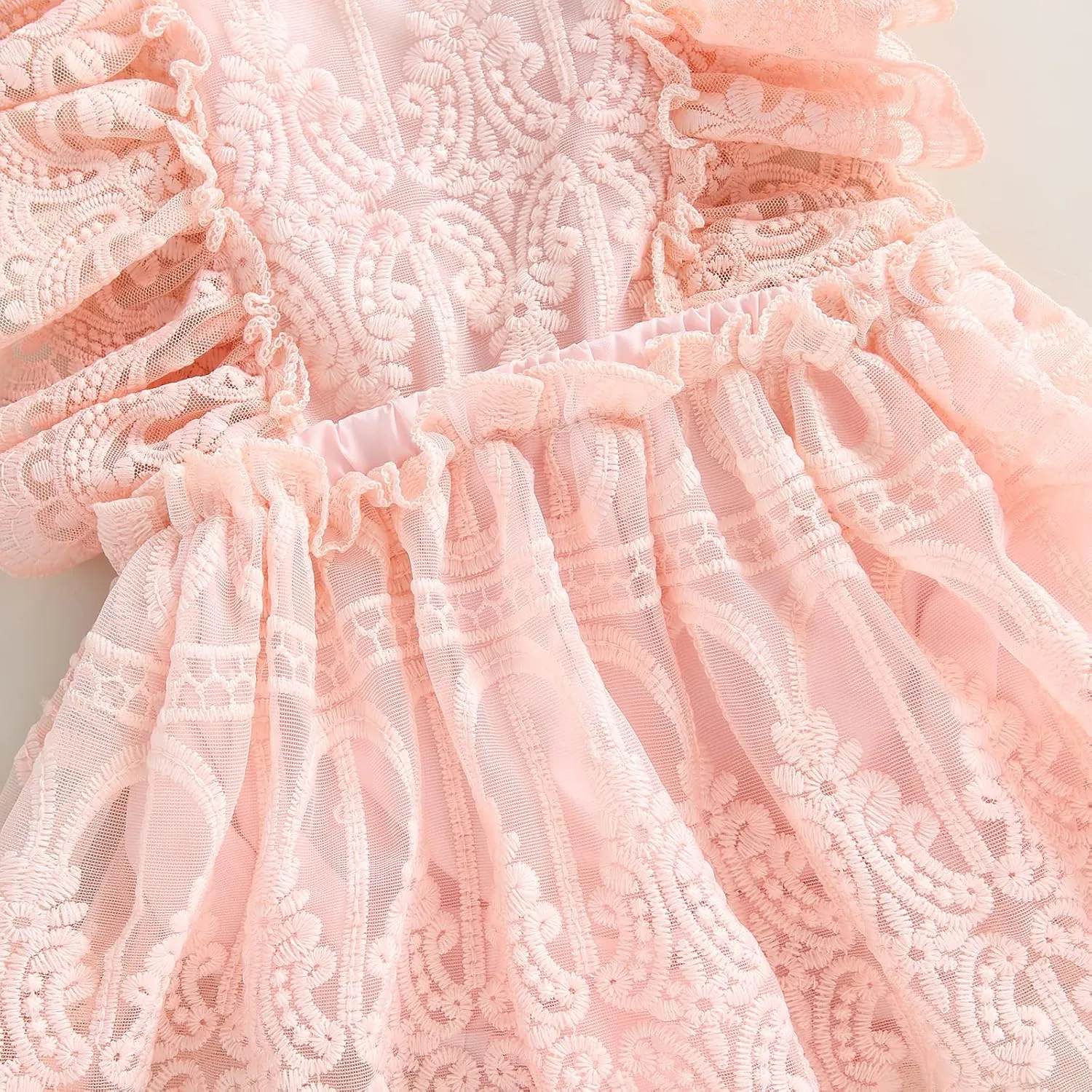 Baby Girls Sleeveless Dress Romper Lace Tutu Skirt Backless Floral Suspenders Dress Infant Summer Outfits Wedding