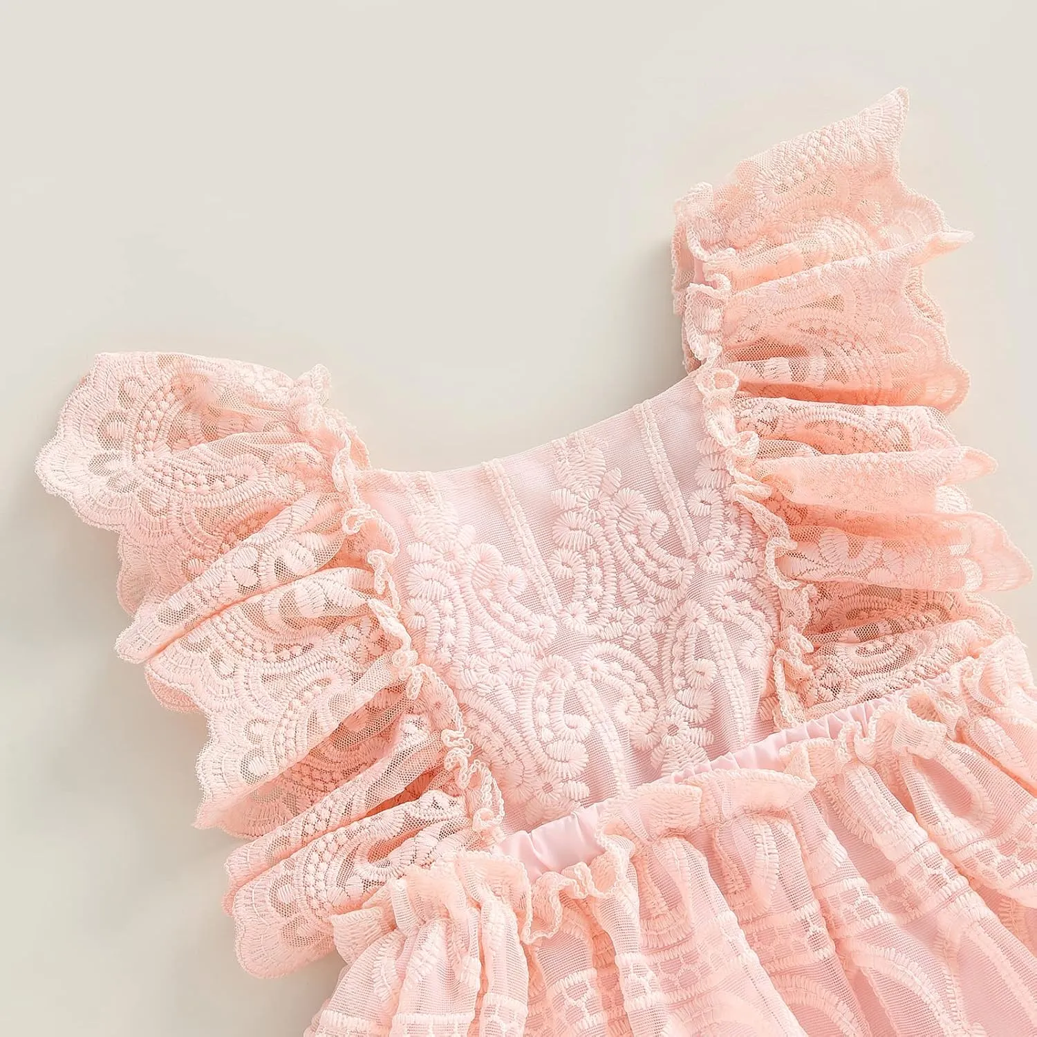 Baby Girls Sleeveless Dress Romper Lace Tutu Skirt Backless Floral Suspenders Dress Infant Summer Outfits Wedding